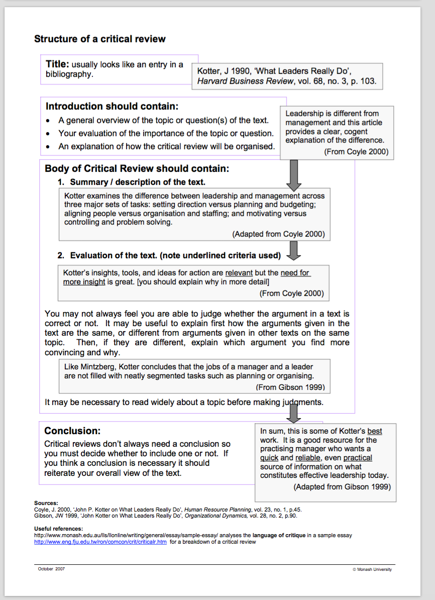 example of critical evaluation in research