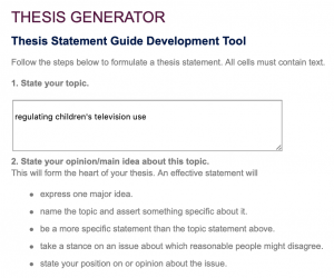creating a thesis statement generator