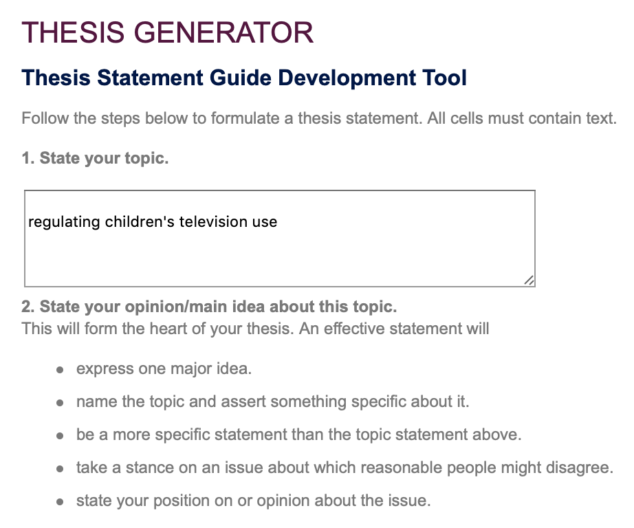 research question to thesis statement generator