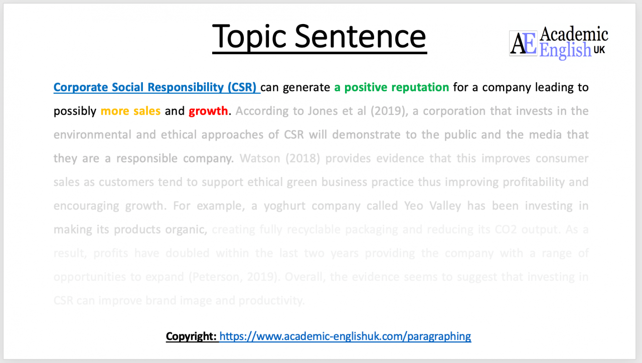 topic sentence analysis essay