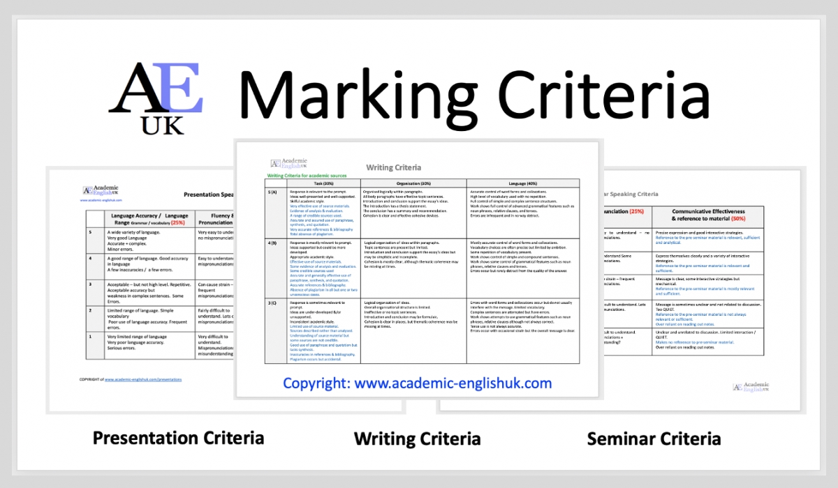 marking guide for essay writing