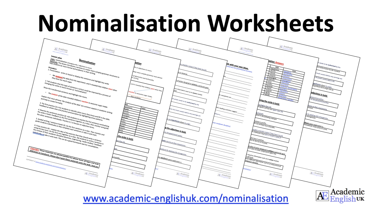 Nominalisation Worksheet