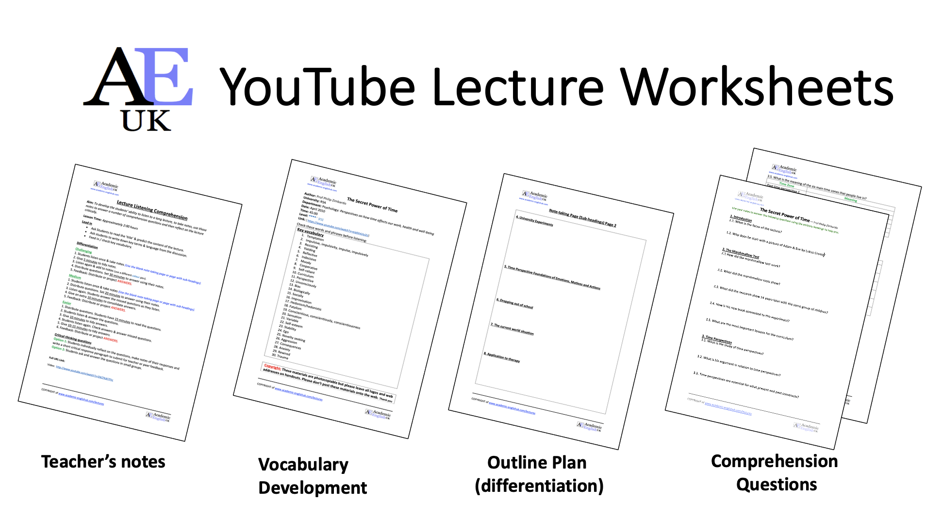 YouTube lecture worksheets