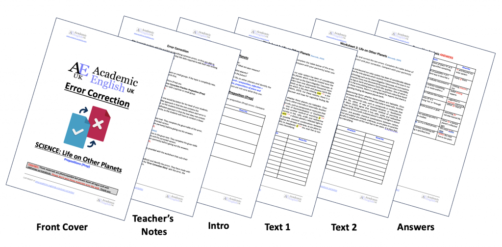 Error correction Lesson sheets