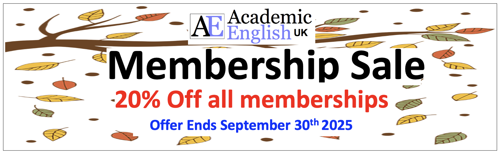 20% Memberships Autumn Sale