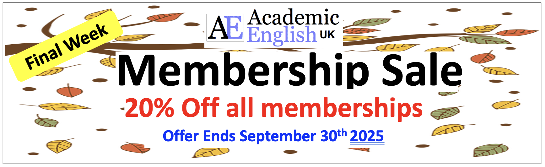 Membership Sale 20% Off Final Week