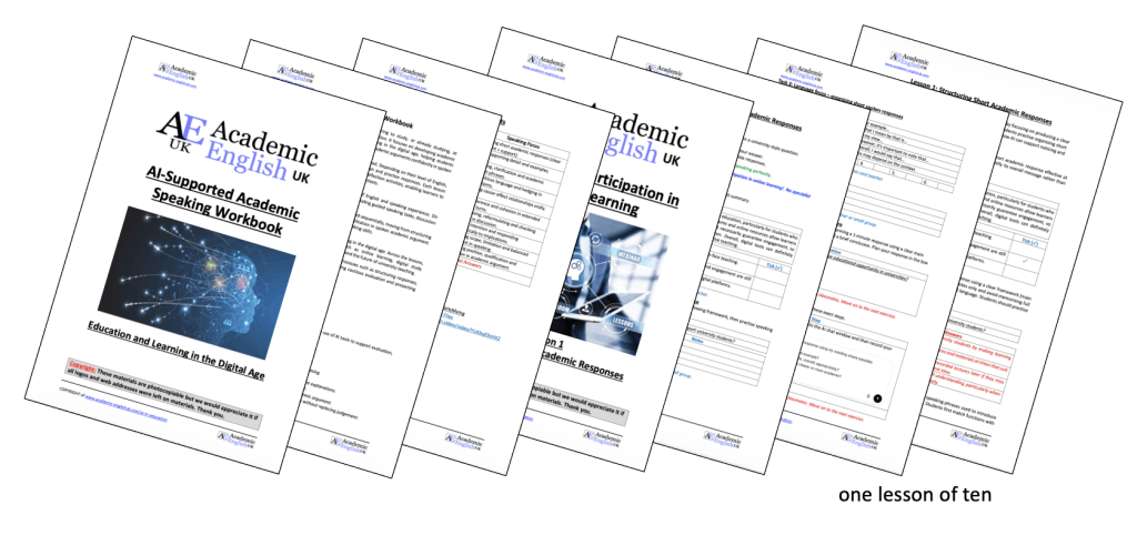 AI Speaking Booklet example pages